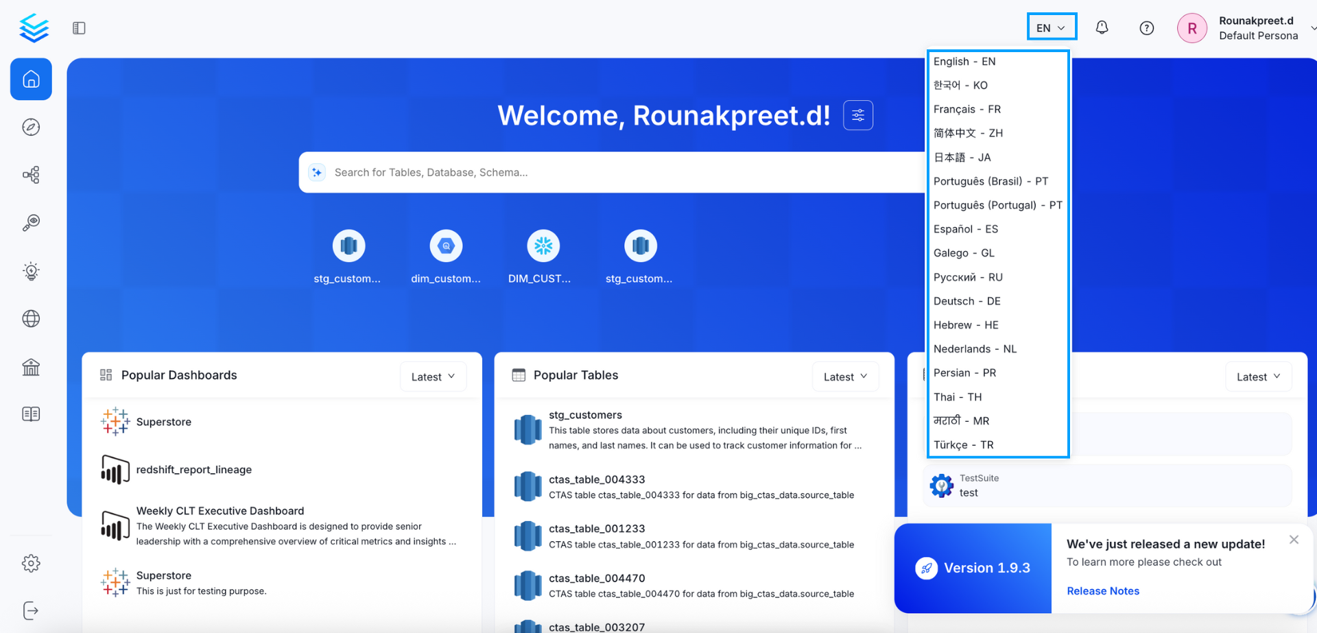 Language Dropdown in UI